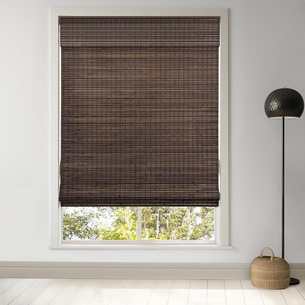 LazBlinds Cordless Bamboo Blinds Roman Shades 28.”x64” Espresso
